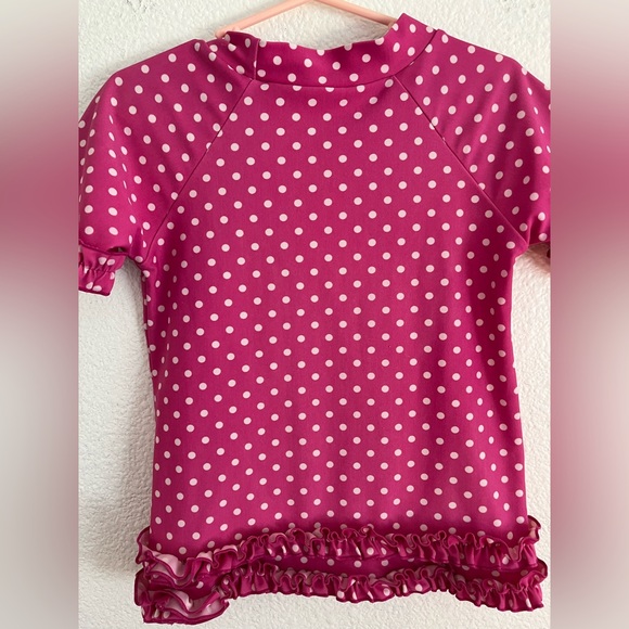 Ruffle Butts Girls Rash Guard UPF 50 Poka Dot Swim Top Size 5 - Picture 6 of 7